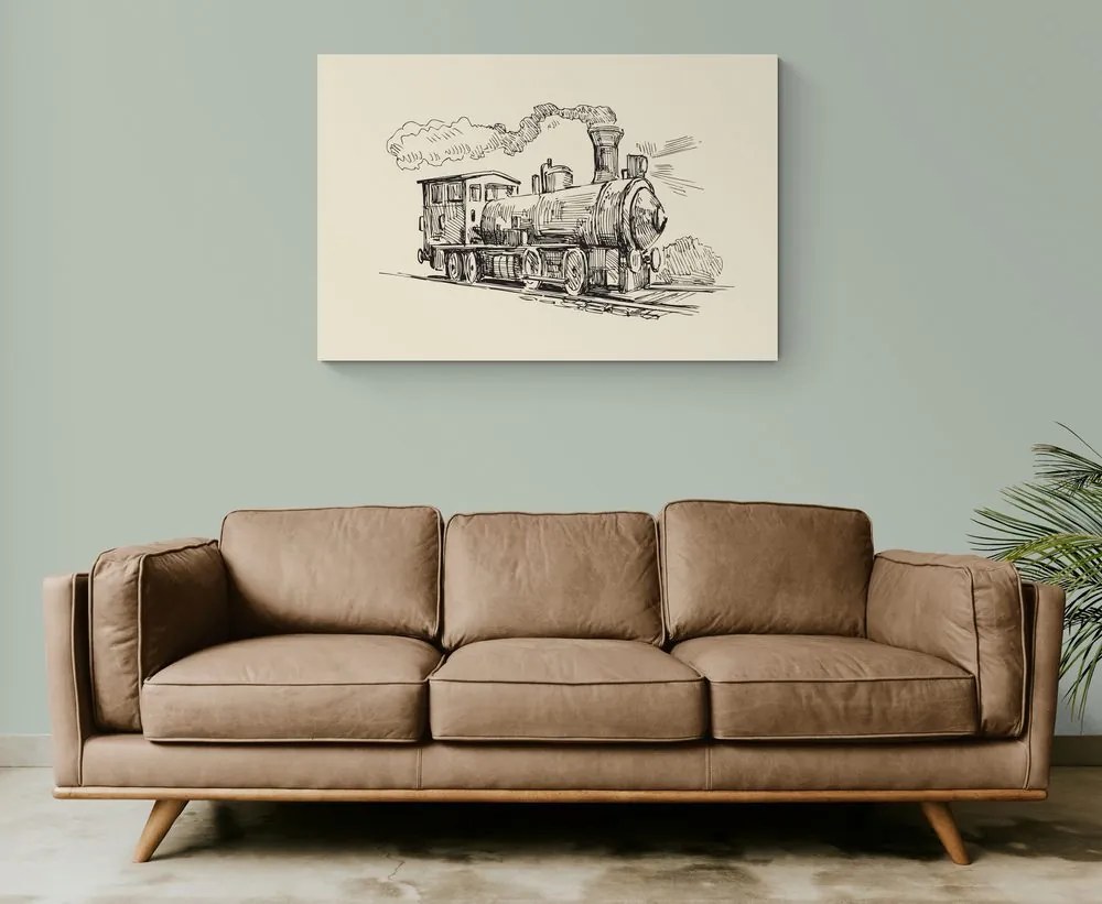 Stampa su tela – Treno in stile retrò