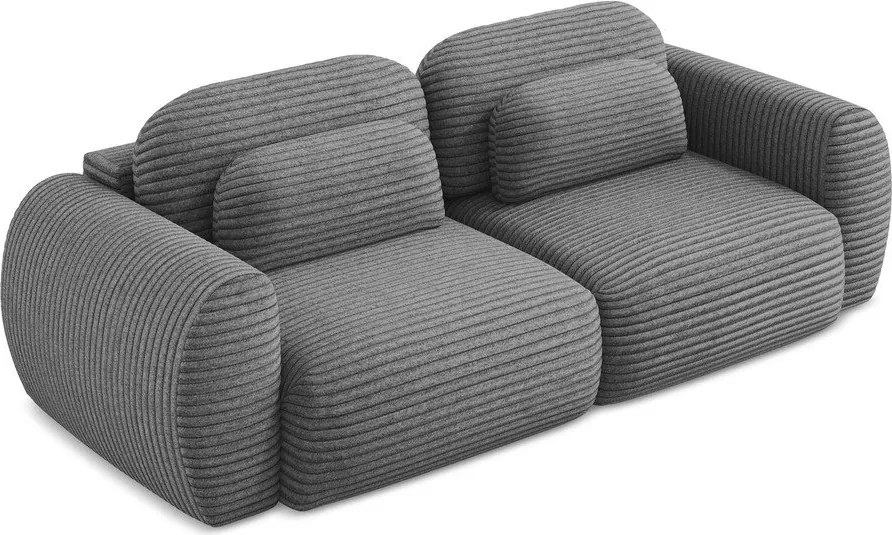 Divano grigio scuro allungabile/con contenitore con rivestimento in velluto a coste 266 cm Kini – Makamii