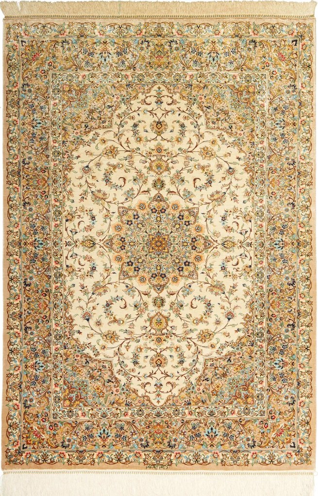 Ghom Tappeto persiano 100x150 Beige (Iran) Annodato A Mano