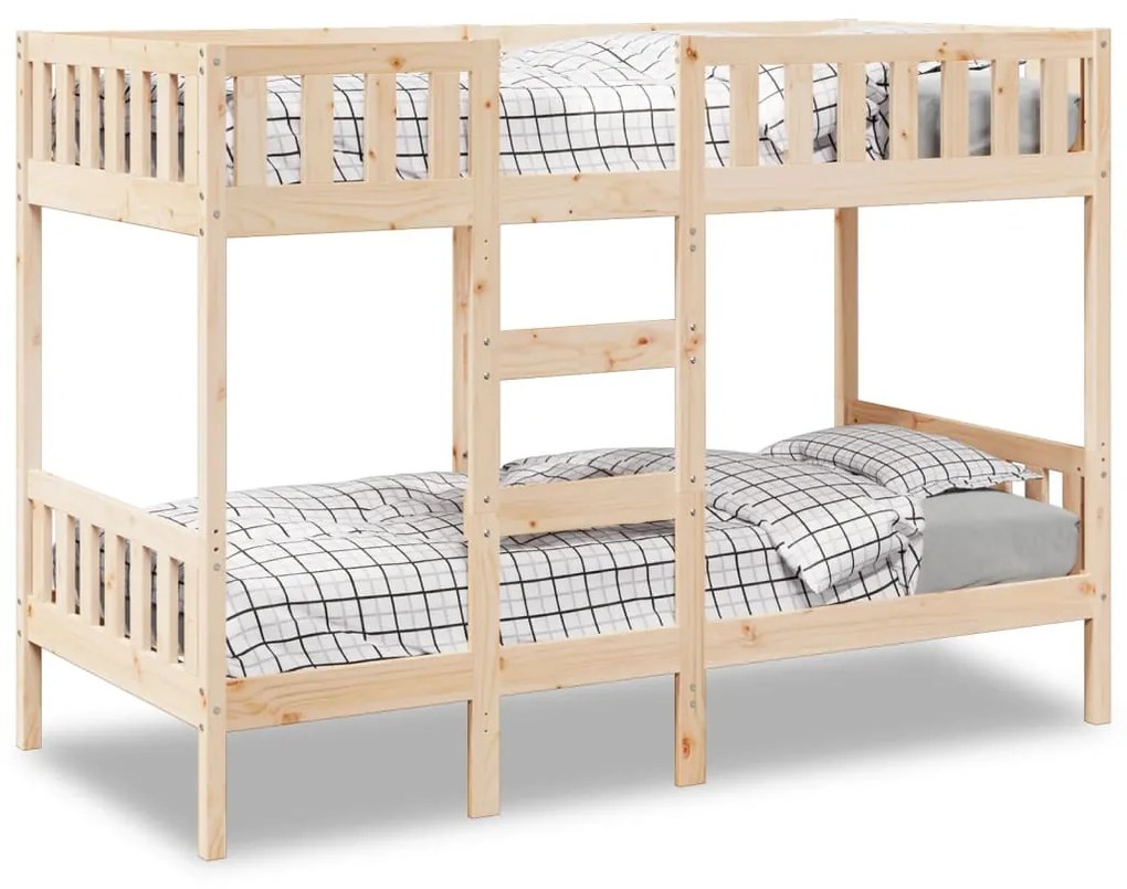Letto A Castello 90x190 Cm İn Legno Massello Di Pino /