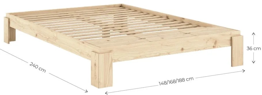 Letto matrimoniale di colore naturale in pino massiccio con rete inclusa 160x200 cm Layers – Karup Design