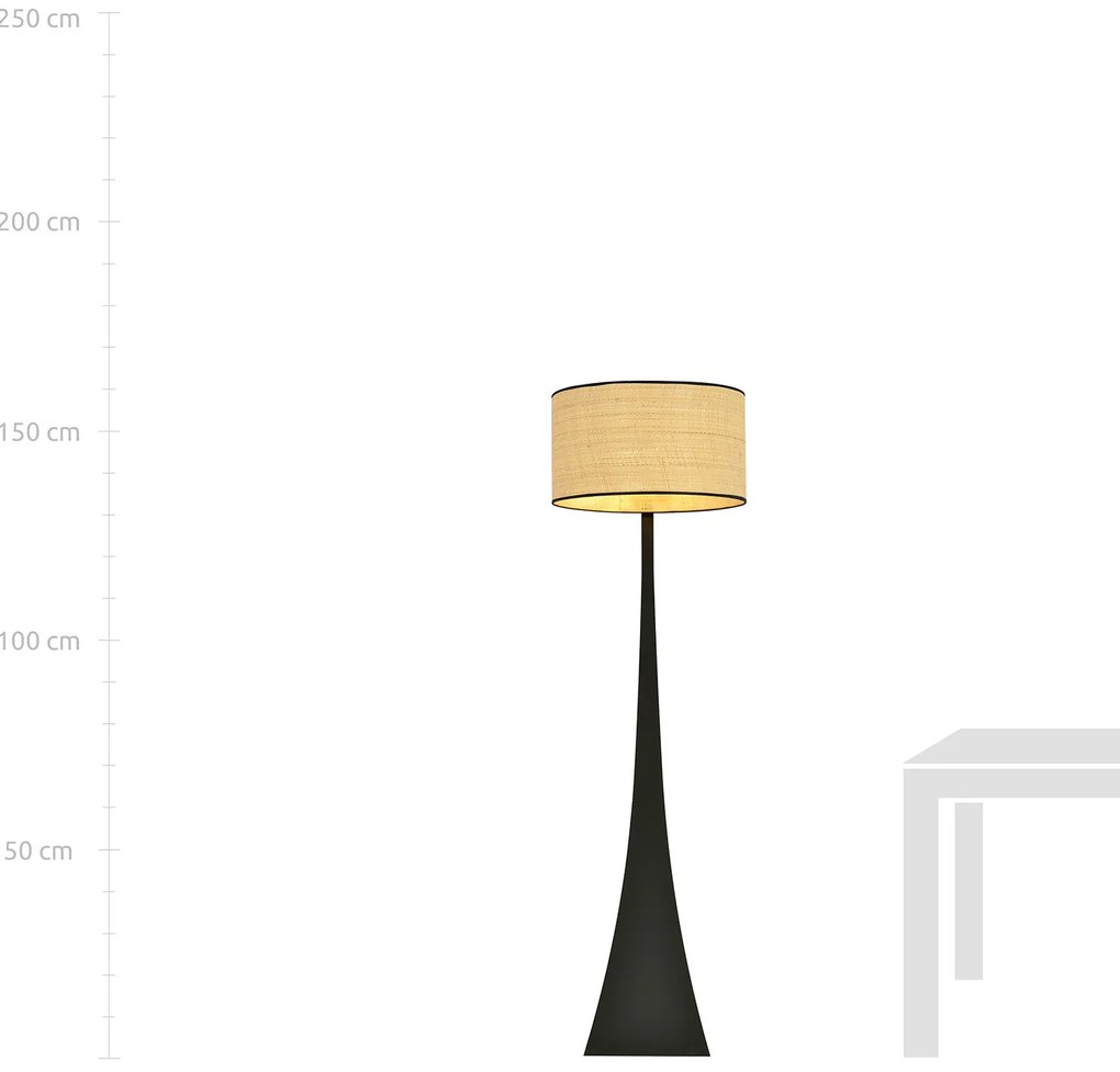 Piantana Contemporaneo Indra Acciaio Nero Marrone 1 Luce E27 Ip20