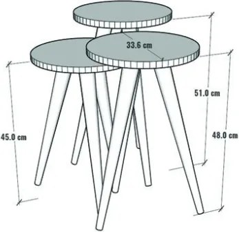 Set 3 Tavolini Decorativi Da Salotto Gambe Legno Aphrodite Bianco
