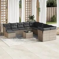 Set Divani da Giardino 12 pz con Cuscini Grigio in Polyrattan 3218620