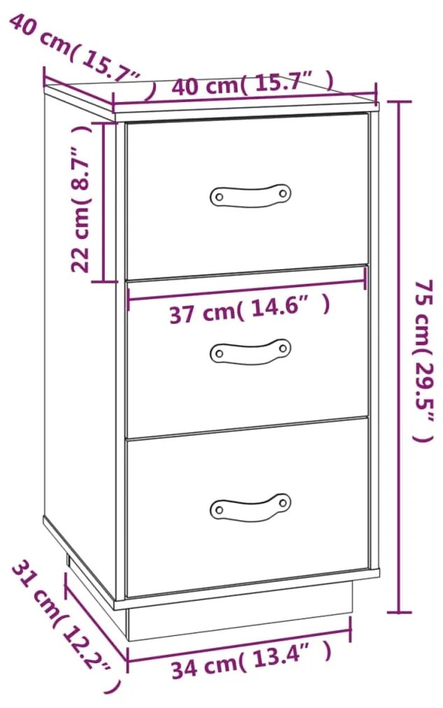 Comodini 2 pz Miele 40x40x75 cm in Legno Massello di Pino