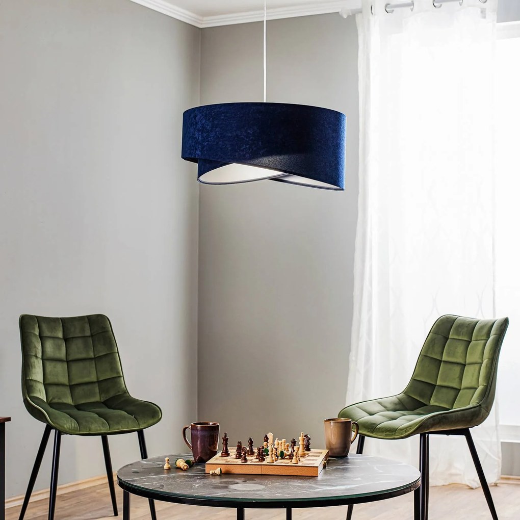 Lampada a sospensione Vivien Maco Design, dimmerabile, Blu, Soggiorno / Sala da pranzo, Tessuto / Stoffa / Seta, Moderno, Lampada a sospensione