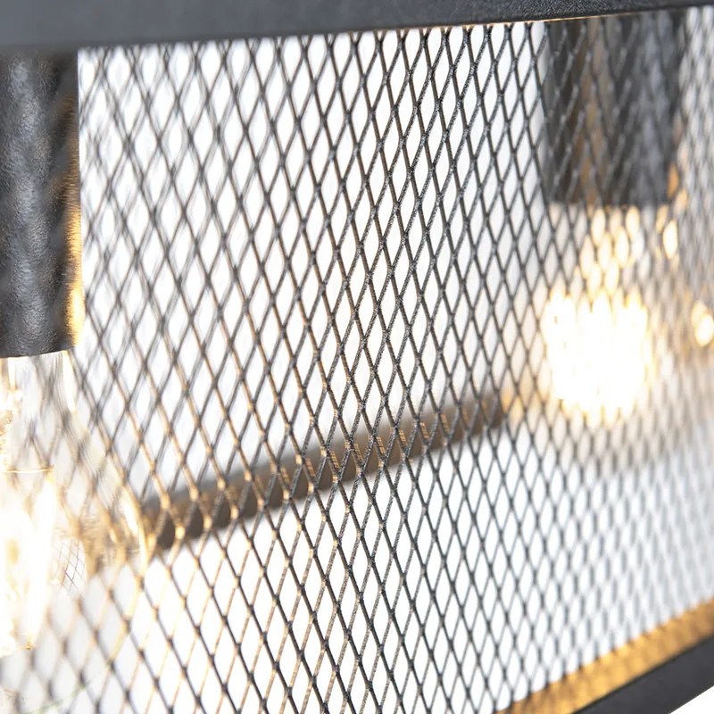 Lampada a sospensione industriale intelligente nera incl. 4 WiFi A60 - Cage Wire