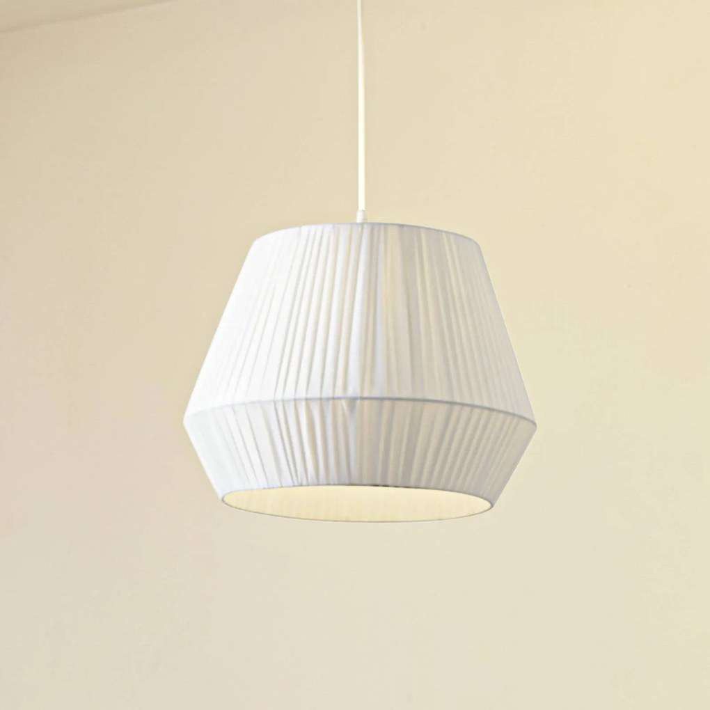 Lampada a sospensione Lindby Vitore, Ø 40 cm, tessuto, bianco