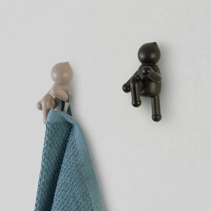 Set 2 appendini da muro nero e tortora con due modalità di fissaggio  Bruce