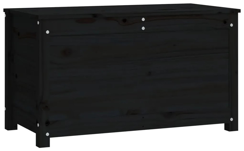 Contenitore portaoggetti nero 80x40x45,5cm legno massello pino