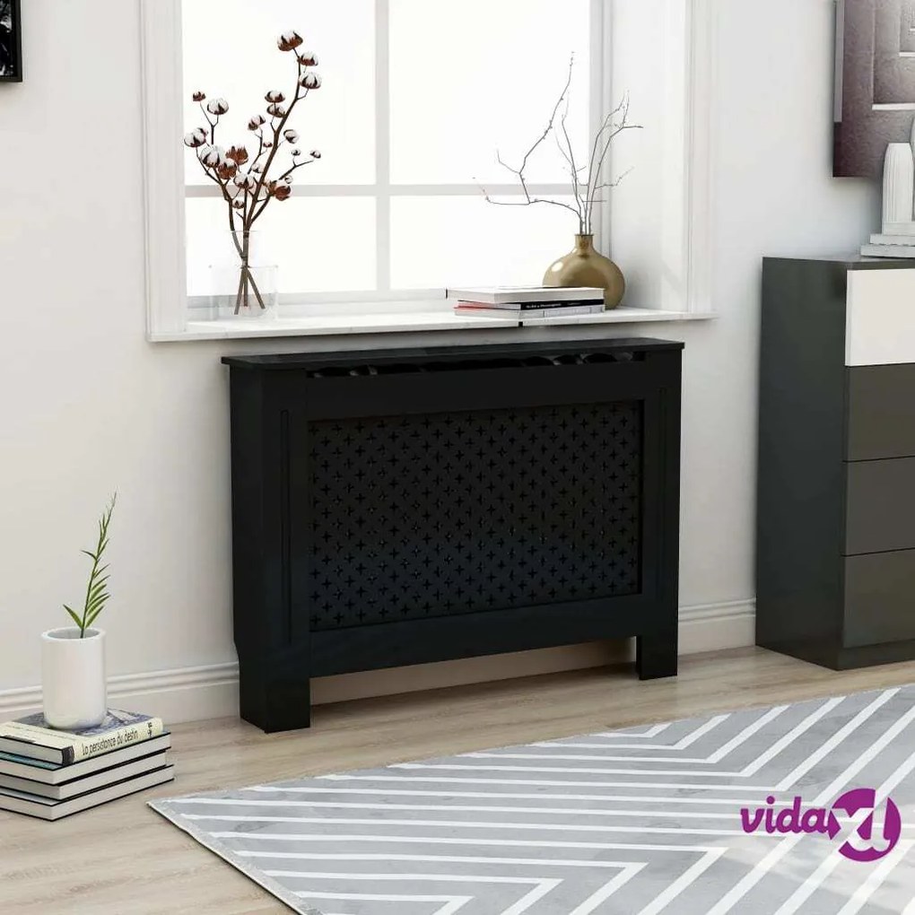 vidaXL Copertura per Radiatore Nera 112x19x81,5 cm in MDF