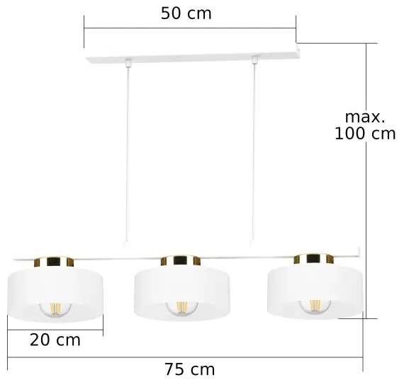 Lampadario a sospensione con cavo IGNIA 3xE27/60W/230V bianco