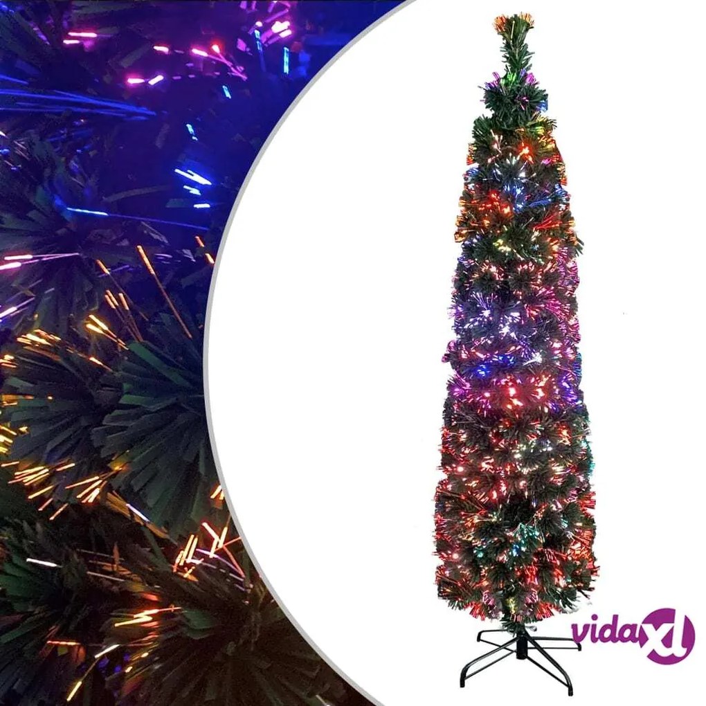 vidaXL Albero Natale Artificiale Sottile Supporto 120 cm Fibra Ottica