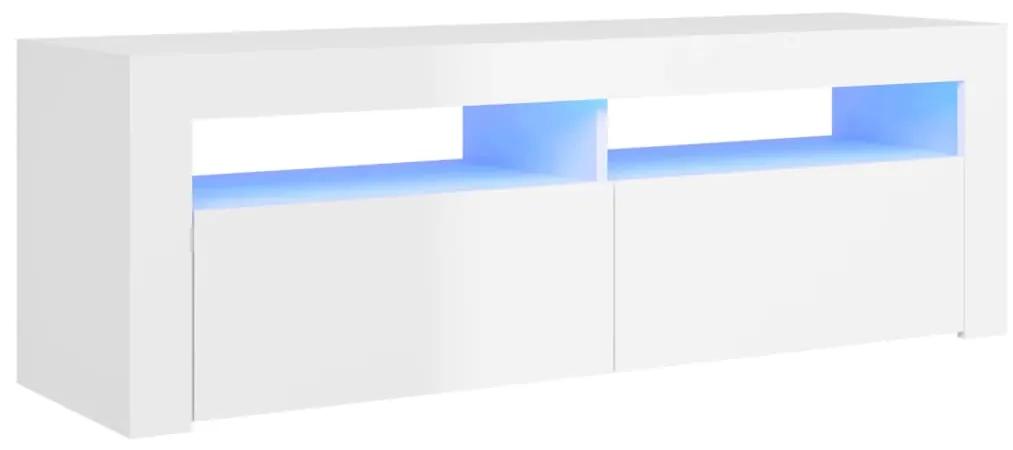 Mobile porta tv con luci led bianco lucido 120x35x40 cm