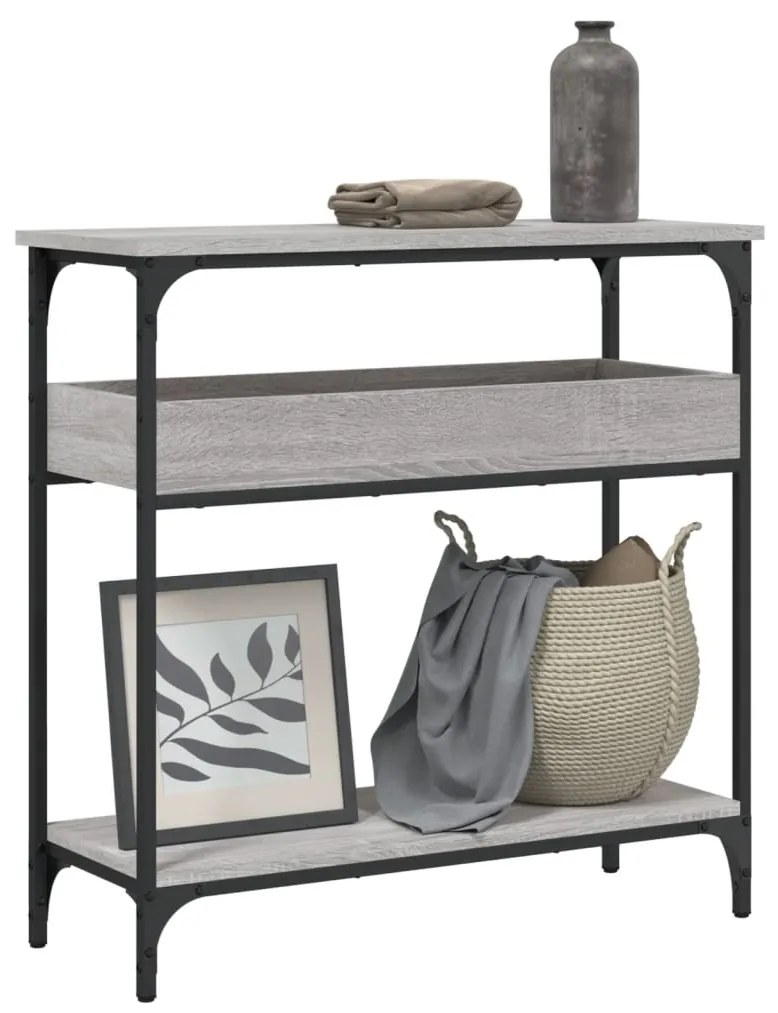 Tavolo Consolle Ripiano Grigio Sonoma 75x29x75cm Multistrato /