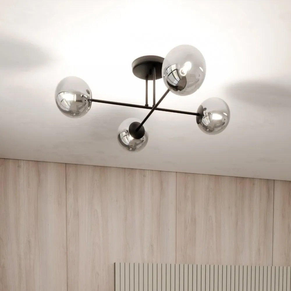 Lampadario da Soffitto in Acciaio ROMA 4 Nero 4xE14 Colore del corpo Grafite