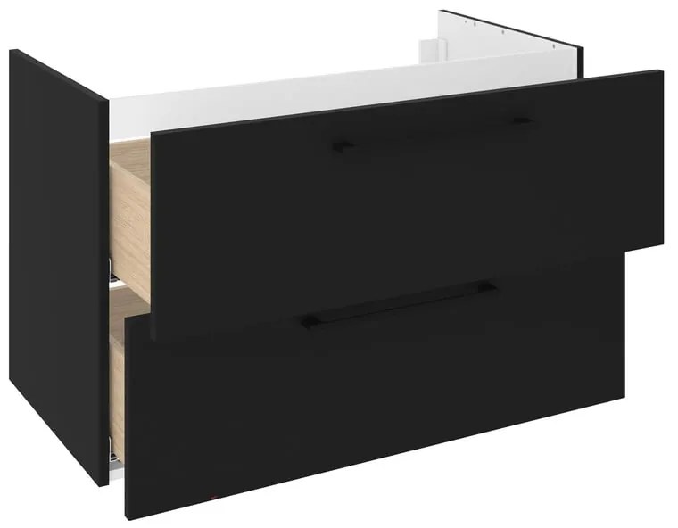 Mobile da bagno sospeso sotto lavabo L 90 x H 58 x P 46 cm nero laminato opaco, 2 cassetti SENSEA Remix