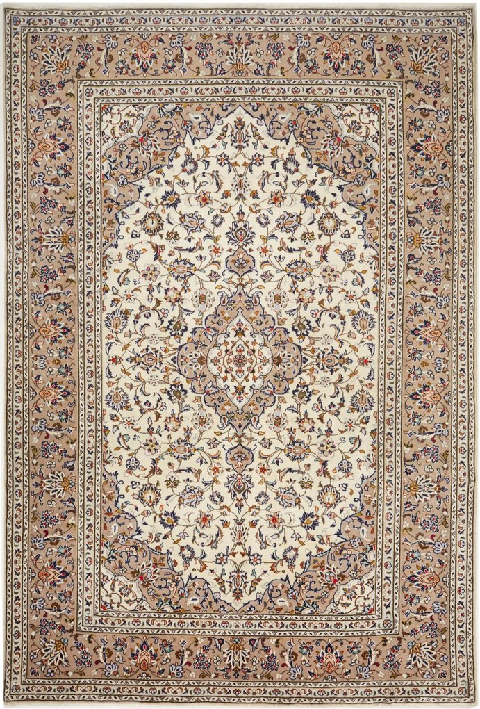 Kashan Tappeto persiano 200x300 Beige (Iran) Annodato A Mano