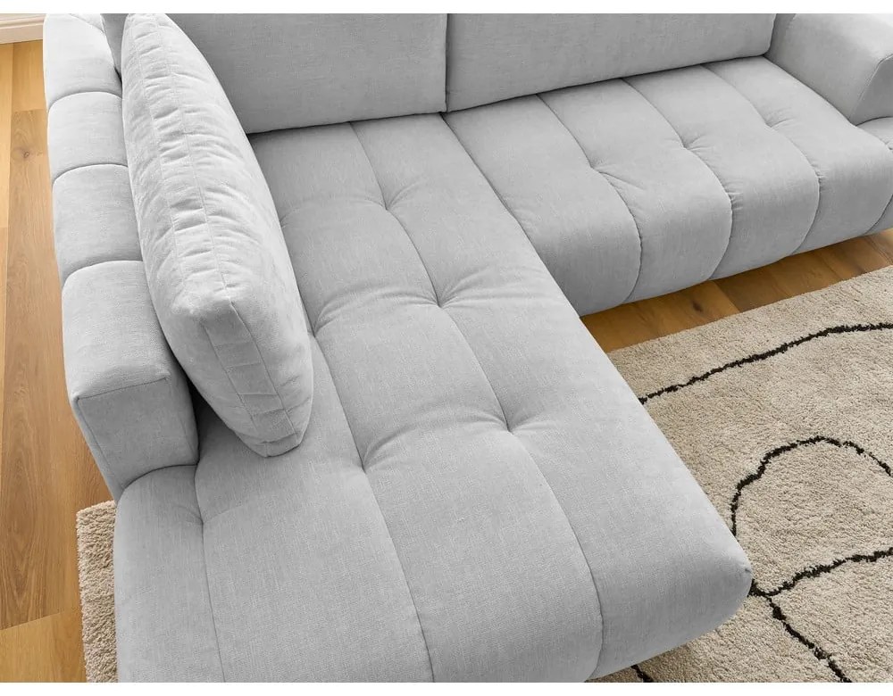 Divano angolare grigio chiaro allungabile e con contenitore (penisola a sinistra/a L) Fuji – Bobochic Paris