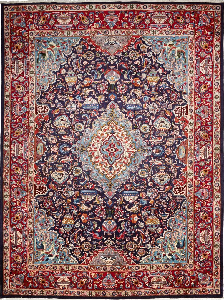 Kashan Tappeto persiano 390 x 290 Blu (Iran) Annodato A Mano
