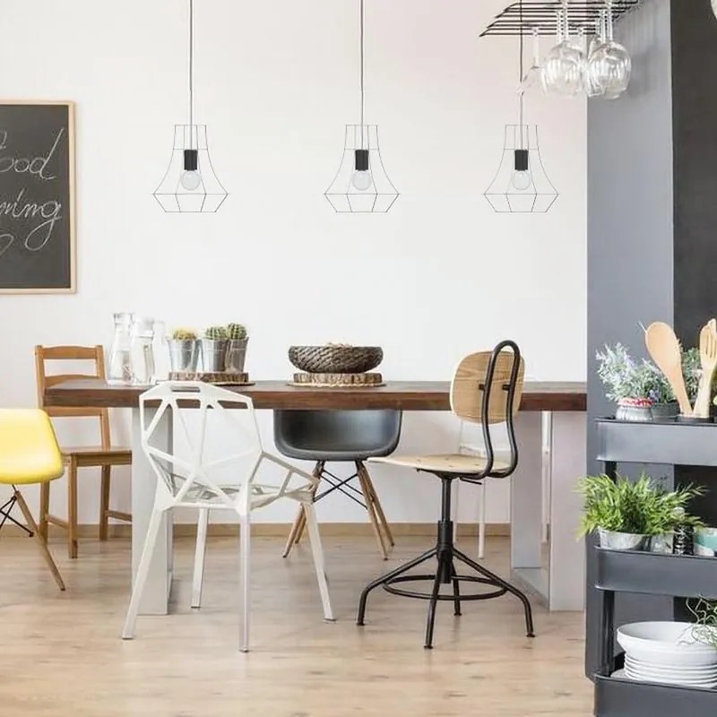 Lampadario Design Tubolar nero paralume nero E27 Ø35cm LUMICOM