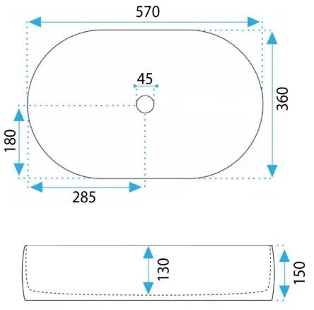 REA-U0600 - Lavabo da appoggio ALMA 36x57 cm ceramica/bianco lucido