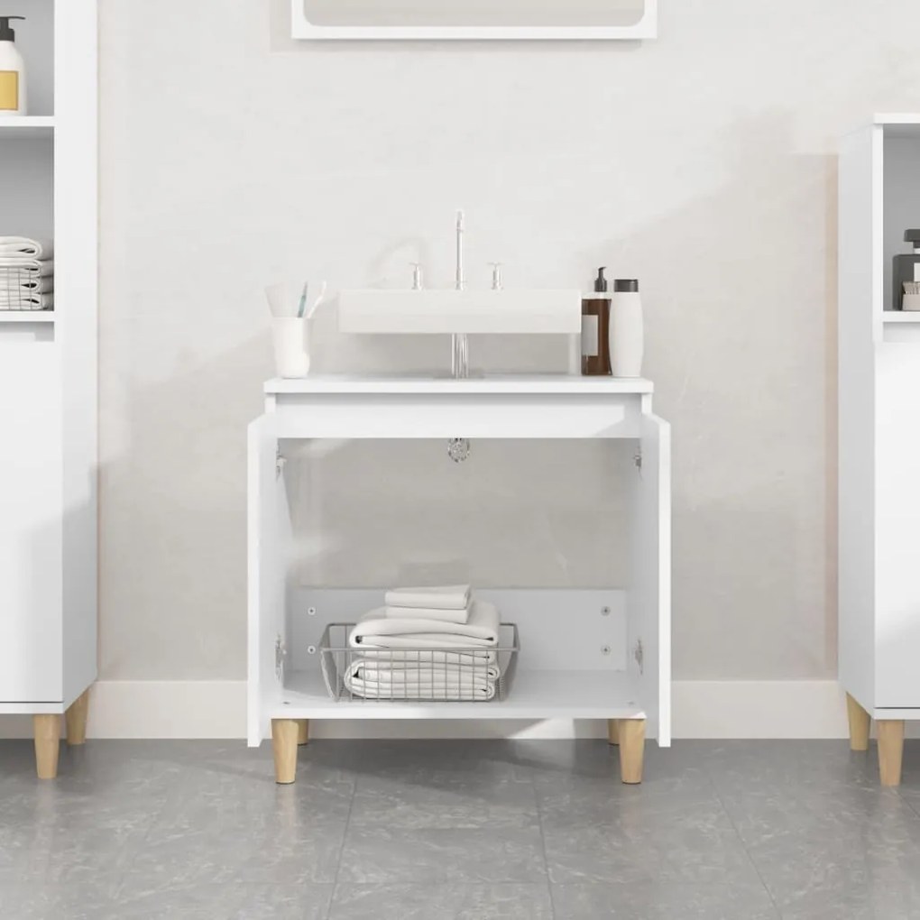 Mobile lavabo bianco 58x33x60 cm in legno multistrato