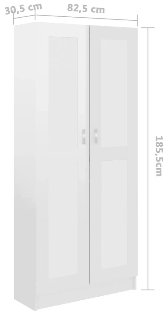 Libreria Bianco Lucido 82,5x30,5x185,5 cm in Legno Multistrato