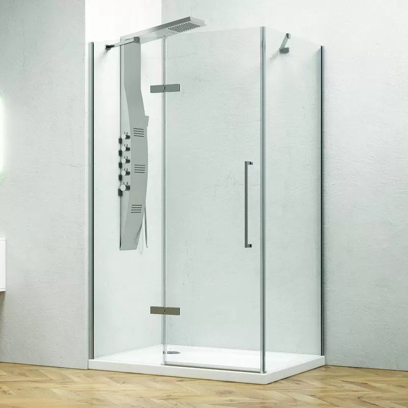 Box doccia 70x70 anta battente e vetro fisso anticalcare 8mm KT5000 - KAMALU
