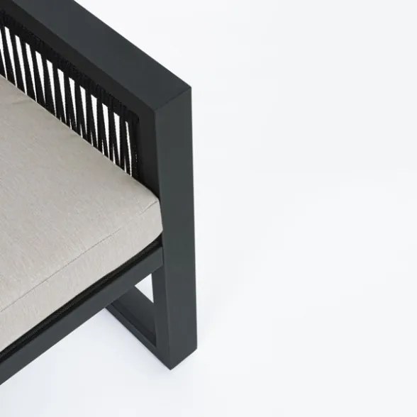 Salottino Da Esterno In Corda E Alluminio Con Cuscini E Tavolino Antracite Captiva Bizzotto