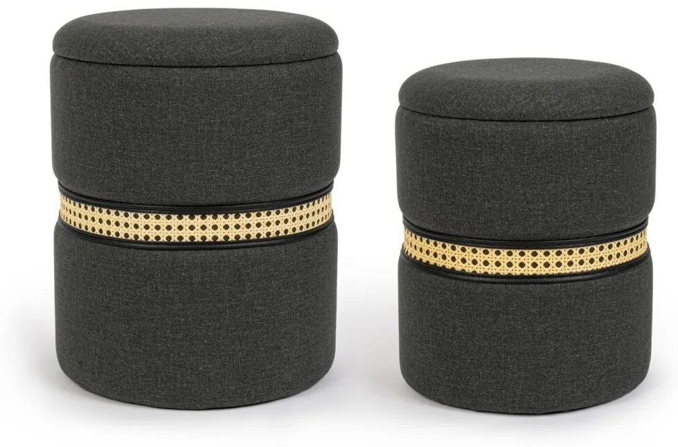 Set di 2 pouf contenitore KARINA carbone