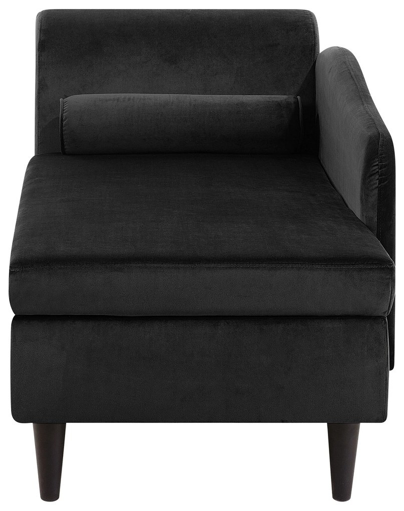 Chaise longue velluto nero e legno scuro lato sinistro LUIRO Beliani