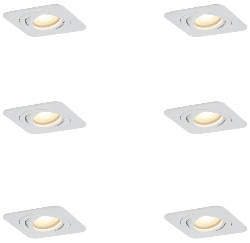 Set di 6 faretti da incasso arrotondati bianchi GU10 50mm orientabili e inclinabili IP44 - Alberto