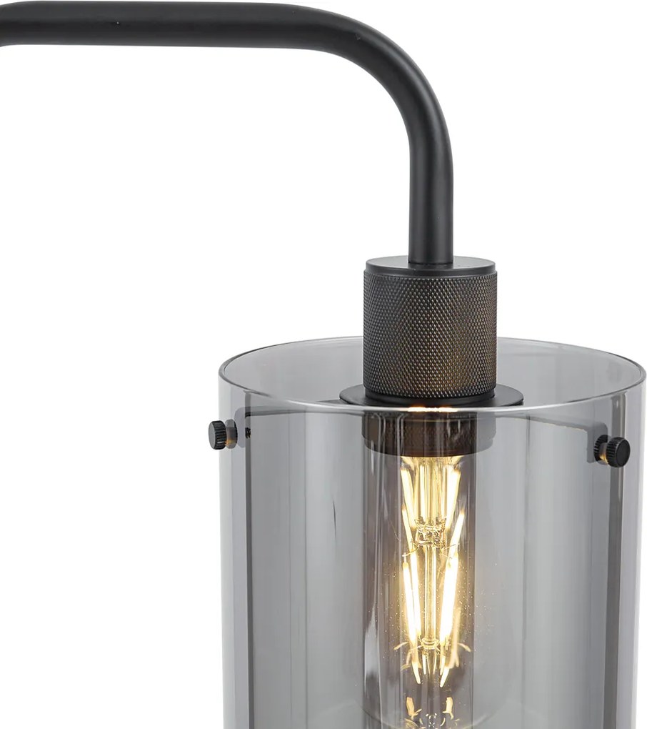 Lampada da terra di design nera con vetro fumé - Domo