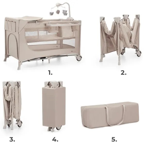 KINDERKRAFT - Culla da viaggio JOY 2 con accessori beige