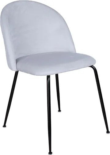 Sedia da pranzo in velluto Grigio Perla con gambe in metallo Nero - PARIS 2 sedie