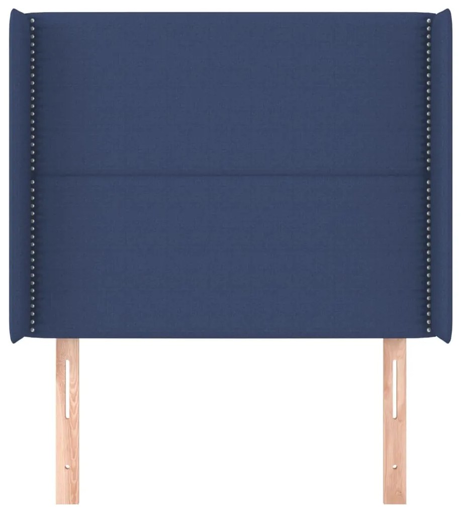 Testiera ad orecchio blu 83x16x118/128 cm in tessuto