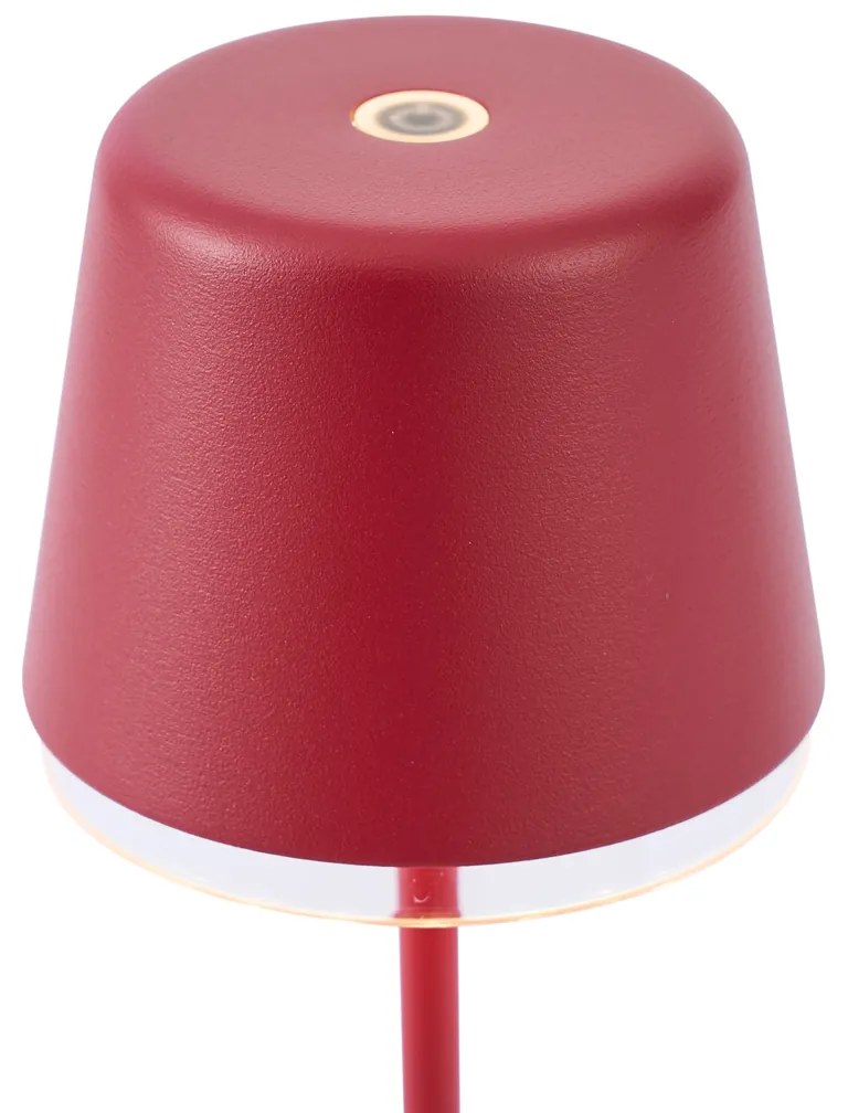 Lampada da tavolo rossa con LED IP65 ricaricabile con stazione di ricarica - Treble