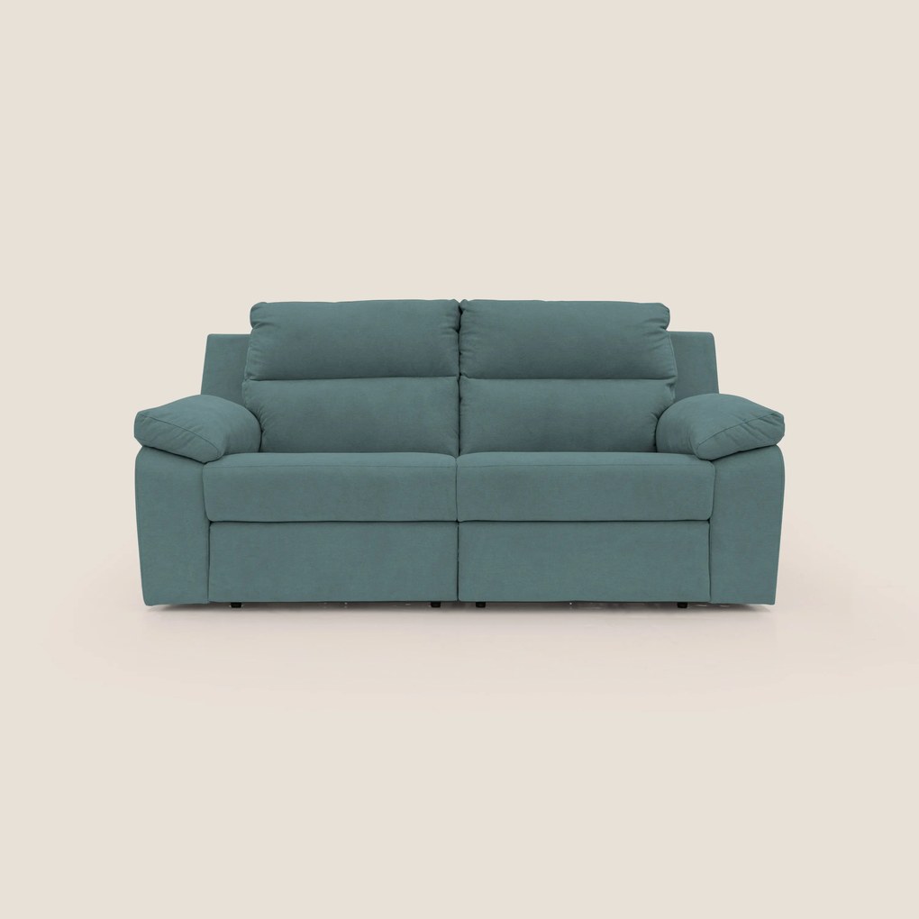 Romeo Divano relax con recliner elettrico in morbido tessuto impermeabile T02 petrolio