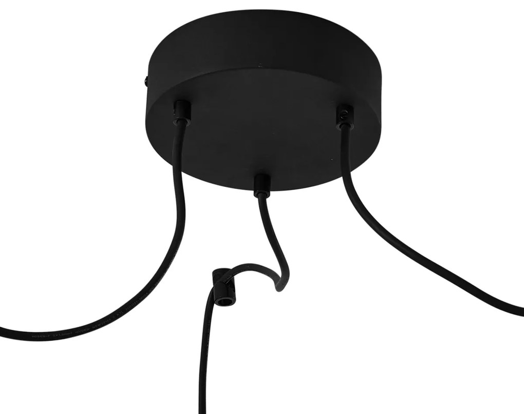 Lampada a sospensione da esterno nera con paralumi in corda arancione 3 luci IP44 - Cava Jayla