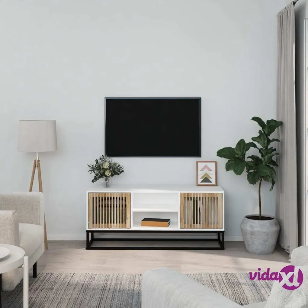 vidaXL Mobile Porta TV Bianco 105x30x45cm in Legno Multistrato e Ferro