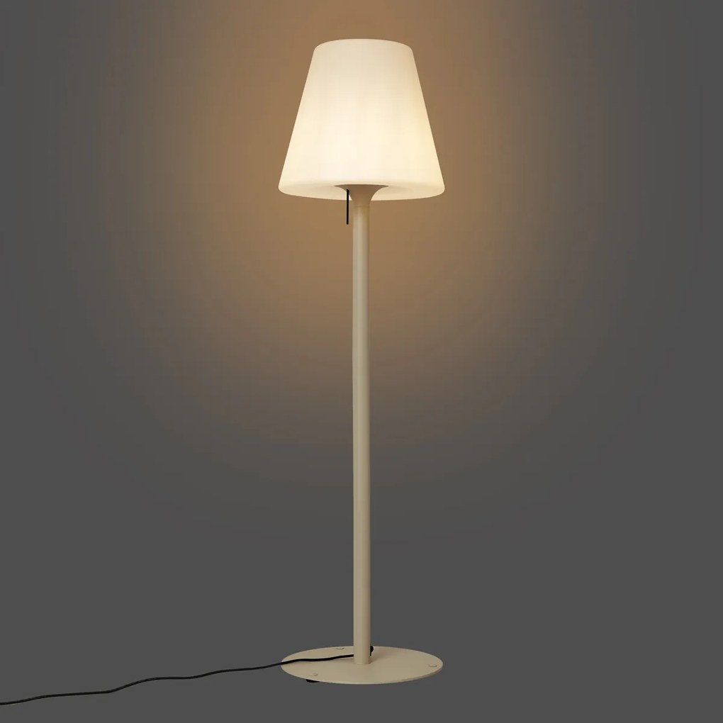 Lampada da terra moderna da esterno beige con paralume bianco IP44 - Big Virginia