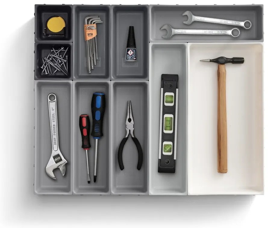 Organizzatore per cassetti variabili grigio Blox - Joseph Joseph