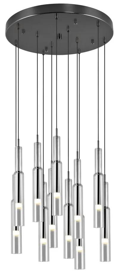 Apparecchio a sospensione LED con paralume in vetro ø 50 cm in nero-argento Lucent - Trio Select