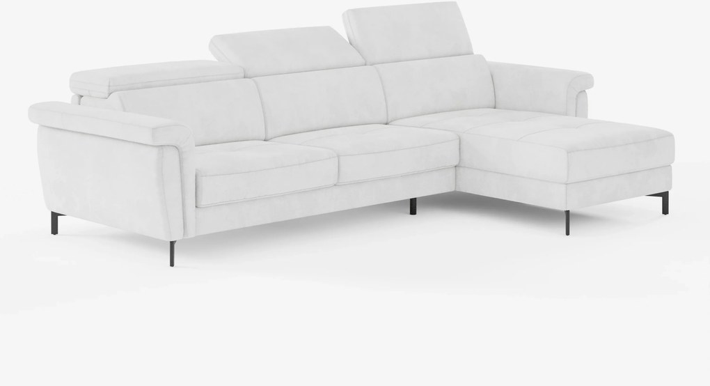Capri Divano letto angolare con penisola contenitore e poggiatesta reclinabili - elegante tessuto smacchiabile T30