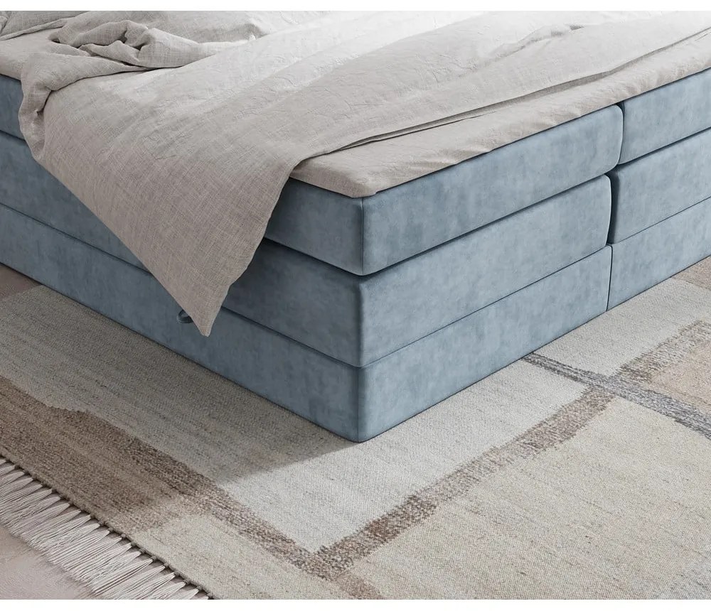 Letto boxspring blu con contenitore/senza testiera 180x200 cm Juniper – Maison de Rêve