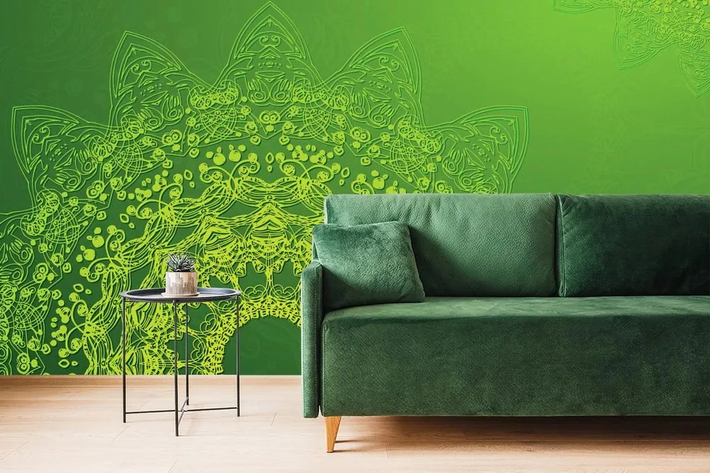 Carta da parati – Elementi moderni di Mandala in verde