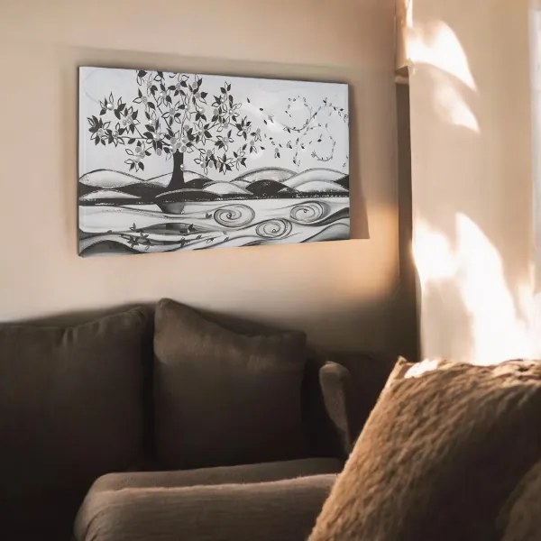 Quadro in tela 50x100 cm tema Albero Della Vita con particolari a rilievo