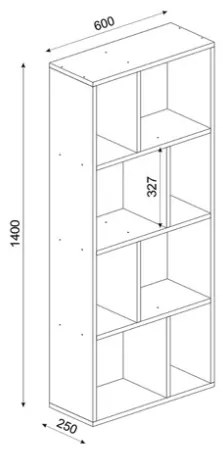 Libreria Moderna 60x25x140 Tuco Rovere Chiaro E Antracite