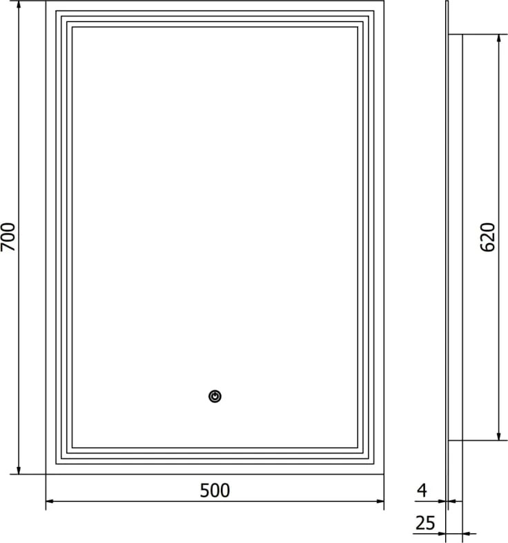 Mexen Taco specchio da bagno retroilluminato 50 x 70 cm, LED 6000K, antiappannamento - 9805-050-070-611-00